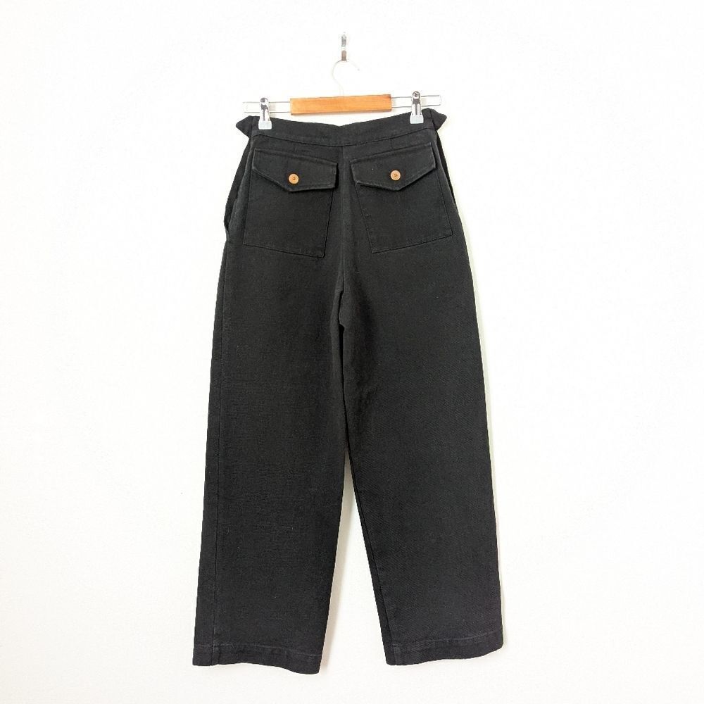 Nwot Ilana Kohn Black Lindy Side Button High Waisted Rise Wide Leg Cotton Pants — image 5 of 6